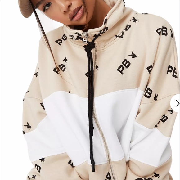 Playboy Stone Repeat Print Zip Sweatshirt - Picture 1 of 6